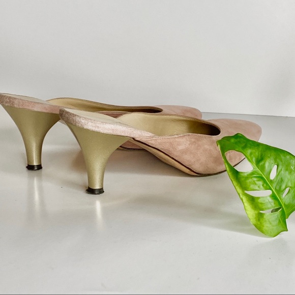 Vintage Ferragamo Pink Suede Kitten Heel Mules - Picture 4 of 7